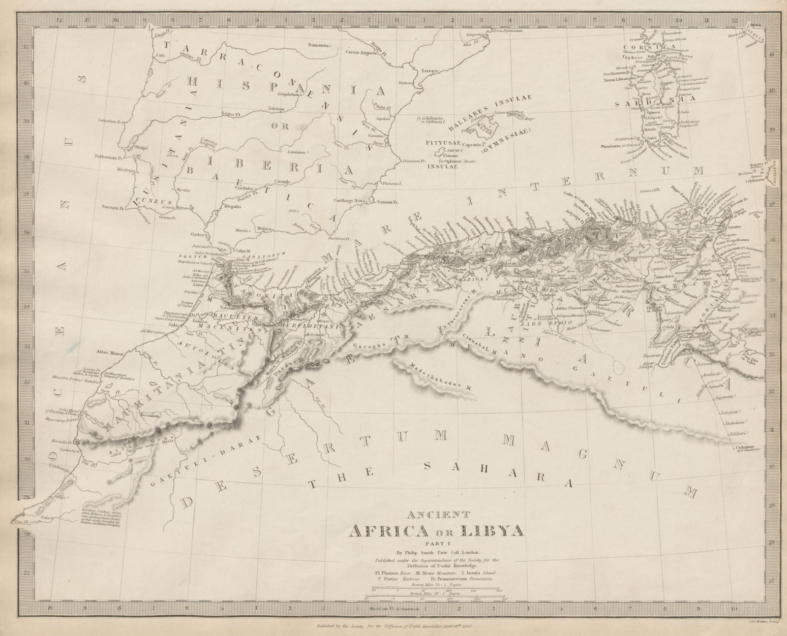 ANCIENT NORTH AFRICA.Mauritania Byzacium.Morocco Algeria Tunisia SDUK 1844 map